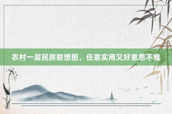 农村一层民房联想图，任意实用又好意思不雅